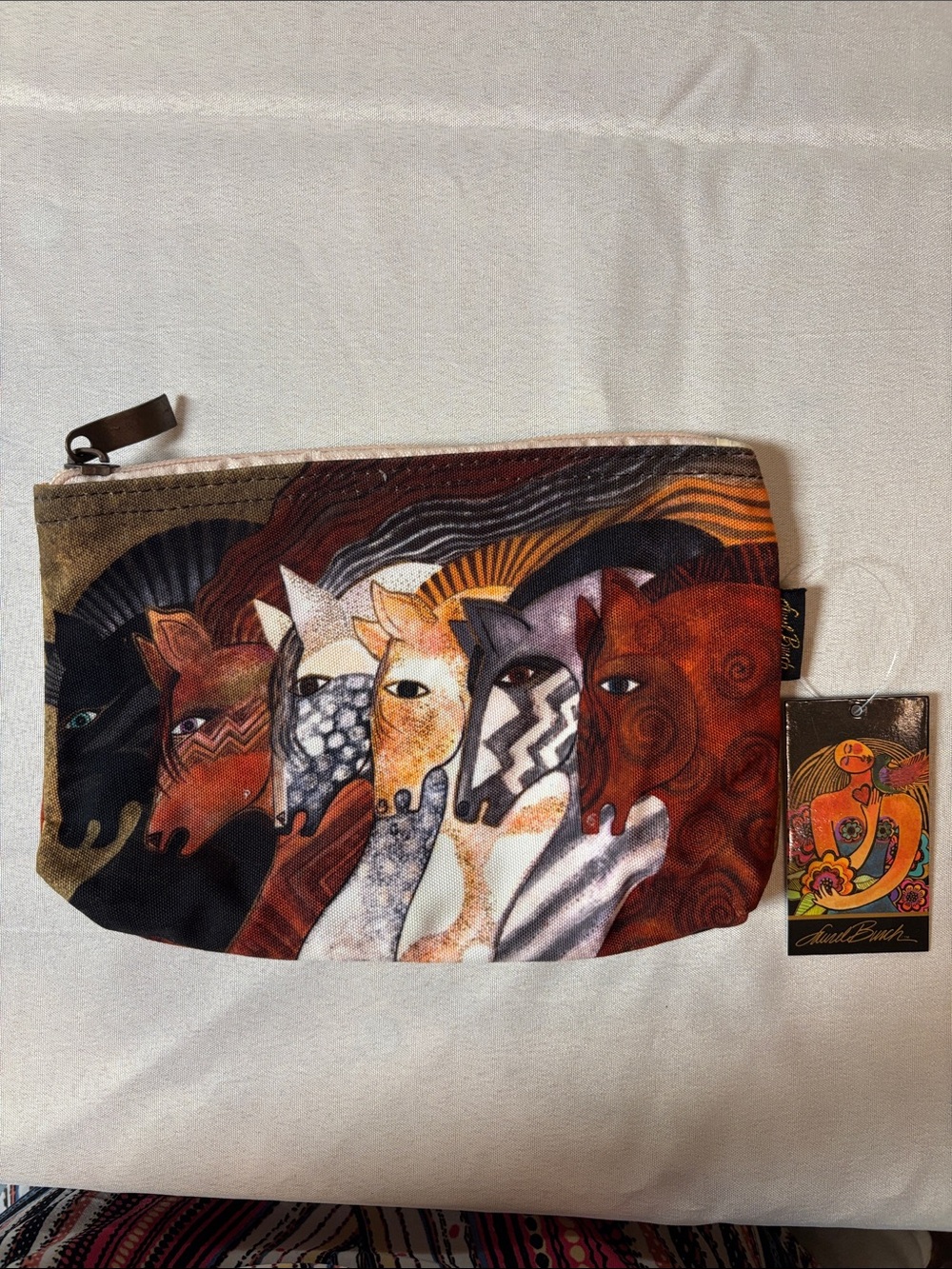 Laurel Burch Multicolor Horse Parade Zip Pouch